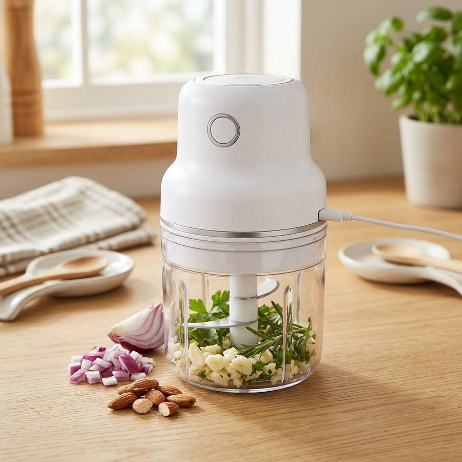Electric Mini Food Chopper – Rechargeable Compact Vegetable Chopper, Garlic Mincer & Kitchen Food Processor for Onion, Herbs, Nuts & Meal Prep