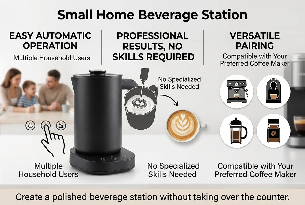 Electric Milk Frother and Warmer – Automatic Hot & Cold Foam Maker, Compact Coffee Frother for Latte, Cappuccino, Matcha & Hot Chocolate