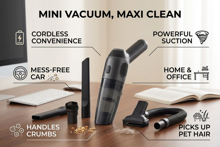 Cordless Handheld Vacuum Cleaner – Portable High-Power Mini Car Vacuum, Rechargeable Hand Vacuum for Home, Sofa, Pet Hair, Keyboard & Auto Interior