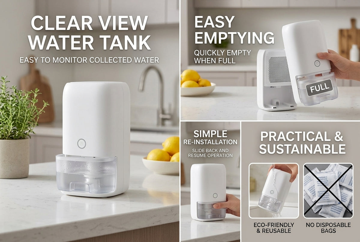 Mini Dehumidifier for Bedroom & Bathroom – Compact Quiet Moisture Collector for Closet, RV, Laundry Room, Small Room & Home