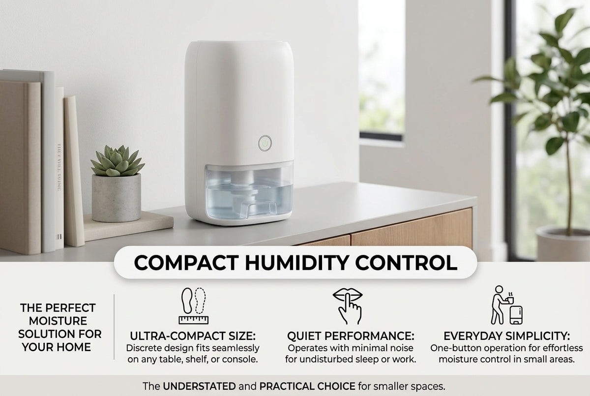Mini Dehumidifier for Bedroom & Bathroom – Compact Quiet Moisture Collector for Closet, RV, Laundry Room, Small Room & Home