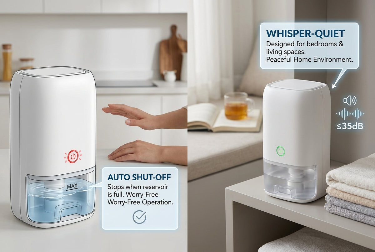 Mini Dehumidifier for Bedroom & Bathroom – Compact Quiet Moisture Collector for Closet, RV, Laundry Room, Small Room & Home