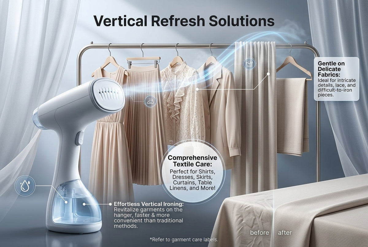 Portable Garment Steamer for Clothes – Compact Handheld Fabric Steamer, Fast-Heat Travel Clothes Steamer for Shirts, Dresses, Curtains & Home Use