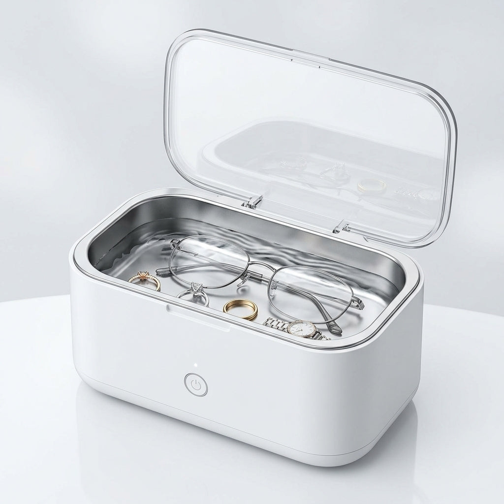 Ultrasonic Jewelry Cleaner Machine – Compact Cleaning Bath for Rings, Eyeglasses, Watches, Metal Accessories & Small Household Items