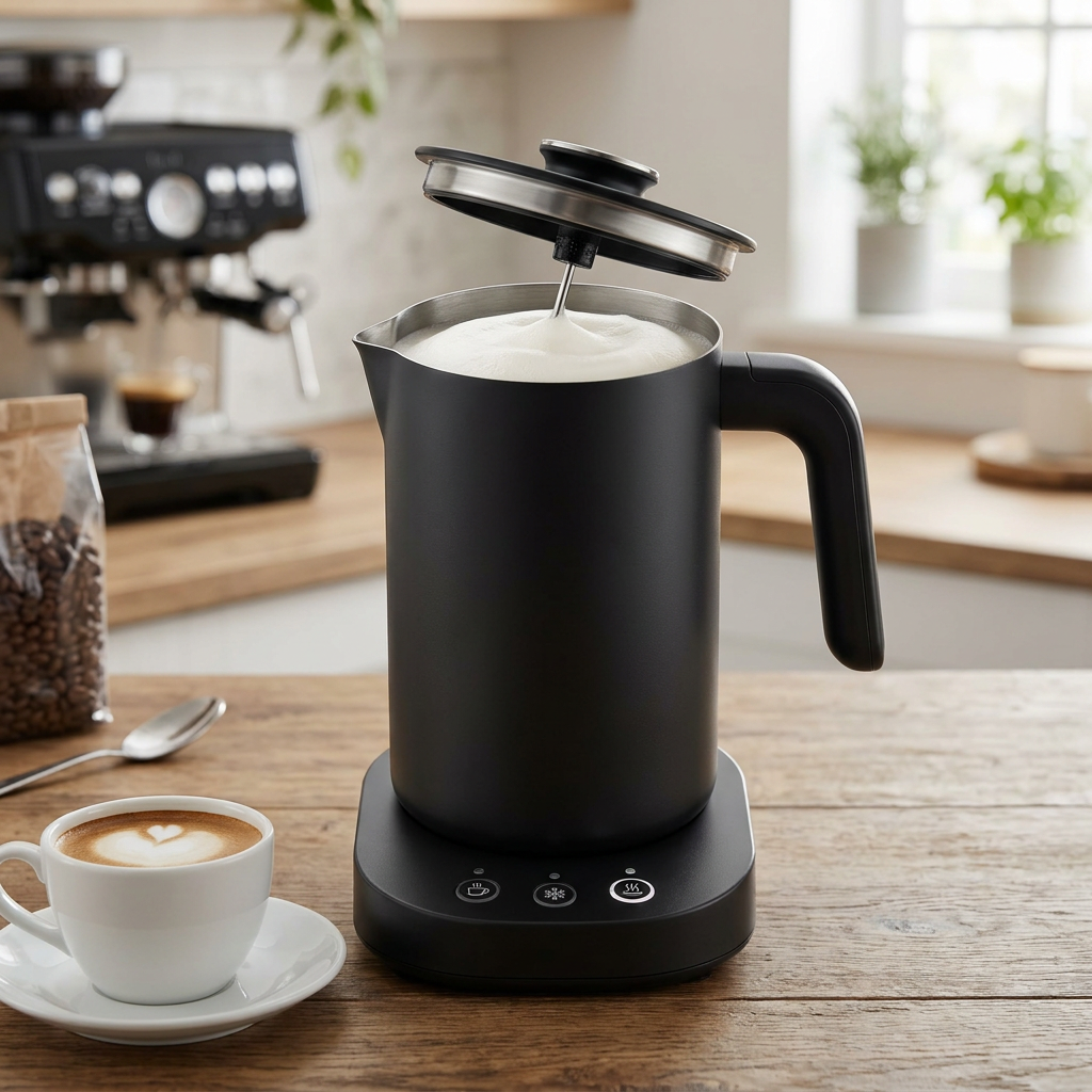 Electric Milk Frother and Warmer – Automatic Hot & Cold Foam Maker, Compact Coffee Frother for Latte, Cappuccino, Matcha & Hot Chocolate