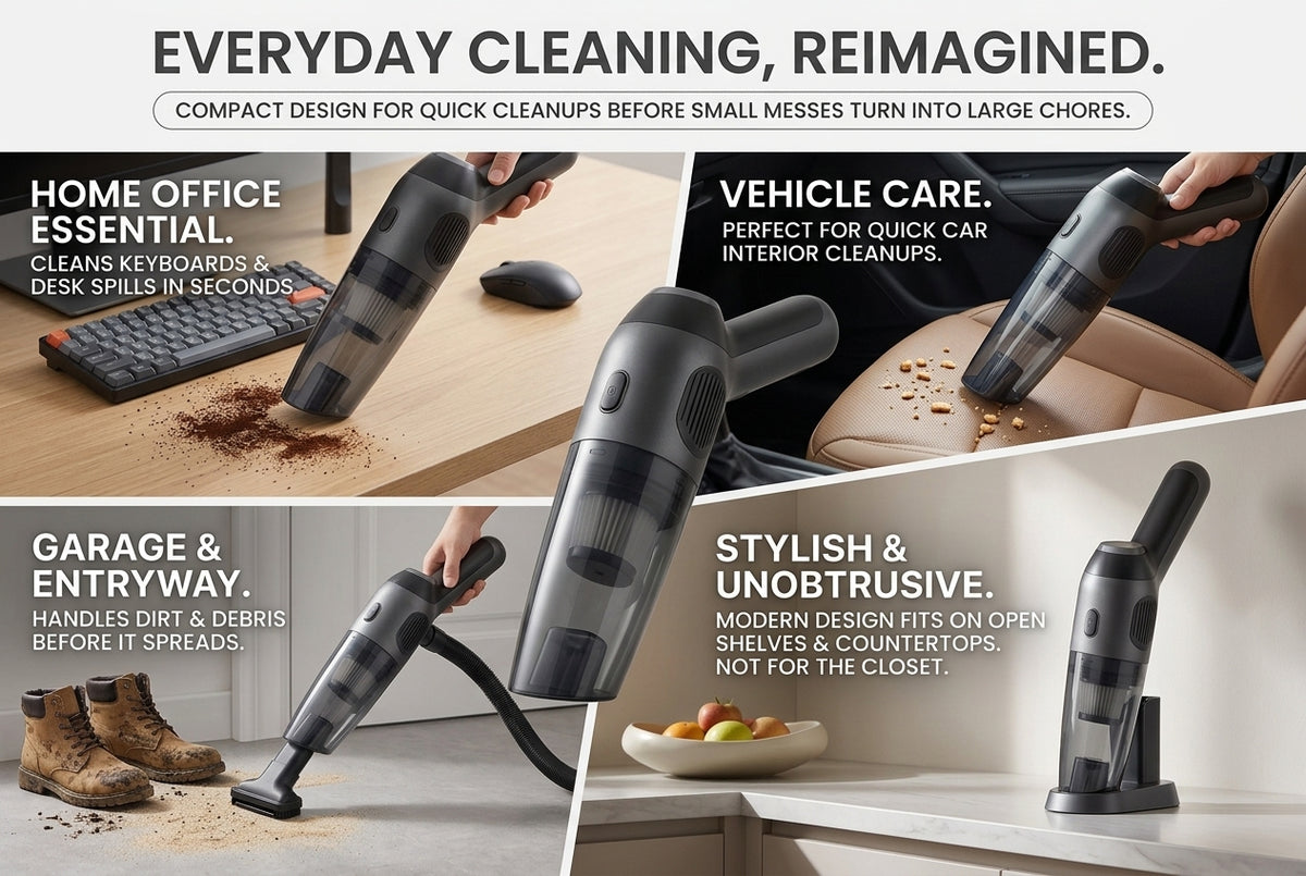 Cordless Handheld Vacuum Cleaner – Portable High-Power Mini Car Vacuum, Rechargeable Hand Vacuum for Home, Sofa, Pet Hair, Keyboard & Auto Interior