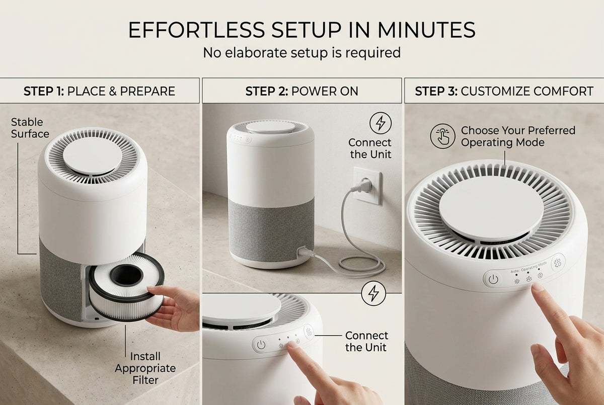 Compact Air Purifier for Bedroom – Small Desktop Air Cleaner with Multi-Layer Filter, Quiet Personal Air Purifier for Office, Dorm & Home