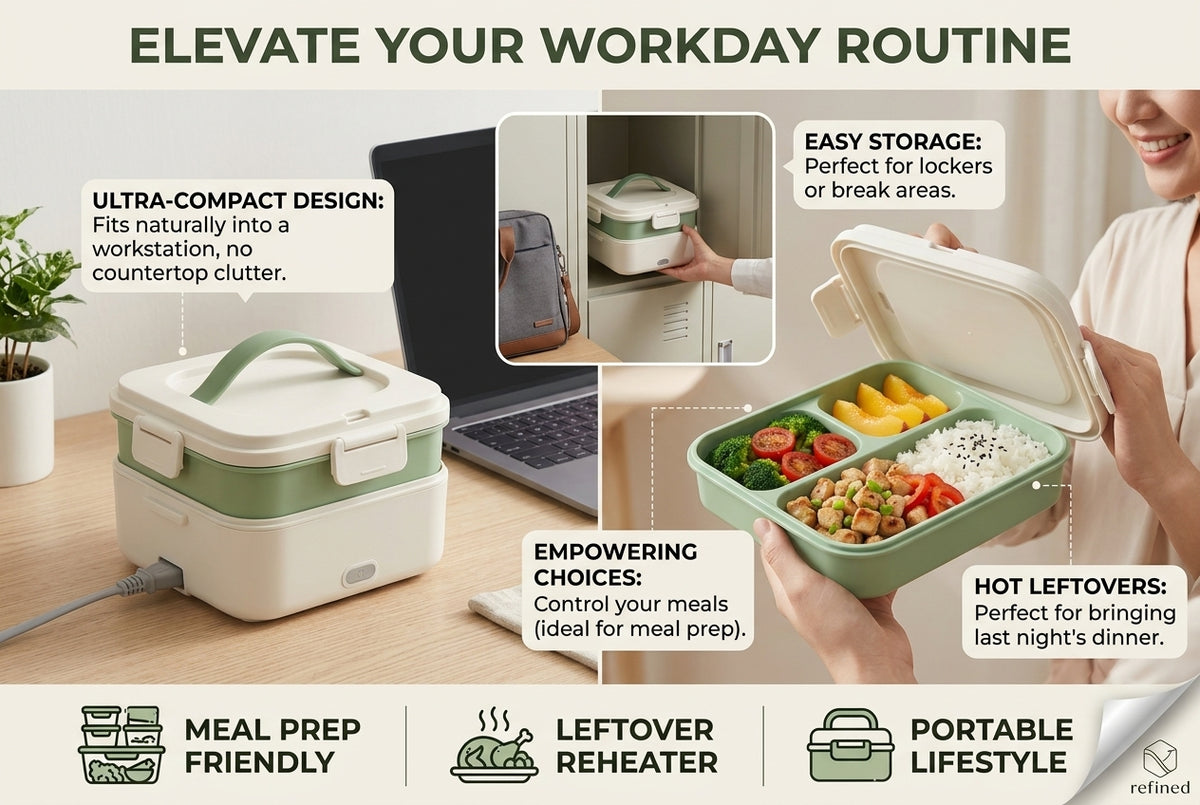 Electric Heated Lunch Box – Portable Food Warmer for Office, Home & Travel, Leak-Resistant Heated Meal Container with Removable Food Tray