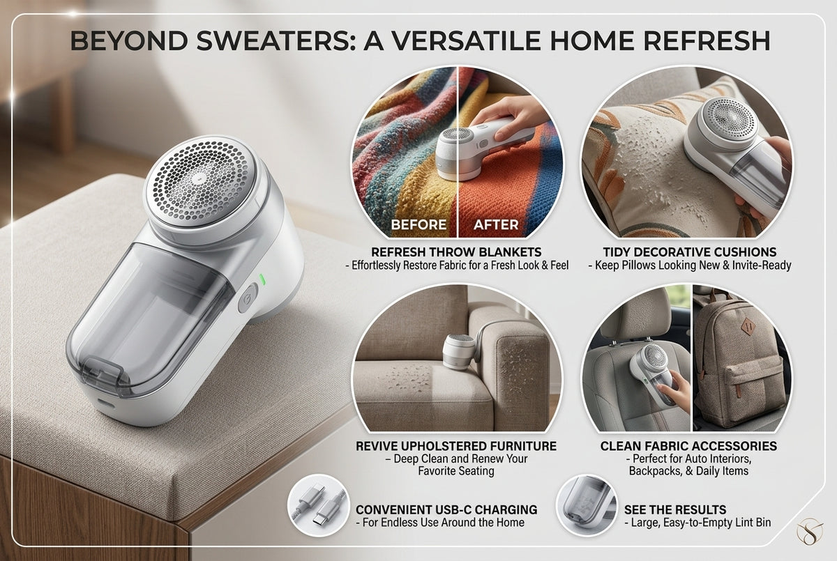 Rechargeable Fabric Shaver – Electric Lint Remover & Sweater Defuzzer for Clothes, Sofa, Blanket, Upholstery and Home Fabrics